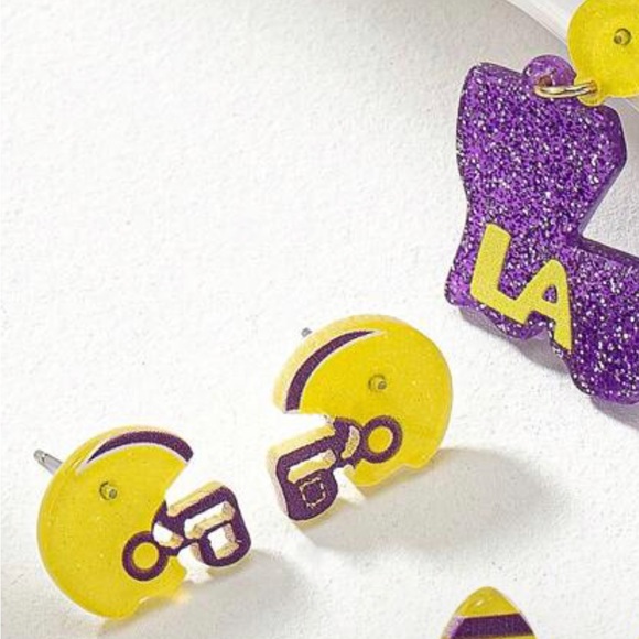 LSU Louisiana State University Earrings Studs 3 Pairs - - Purple and Gold - Picture 4 of 4